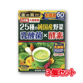 日本薬健 金の青汁シリーズ 25種の純国産野菜 乳酸菌×酵素【3個セット】 3.5g×60包